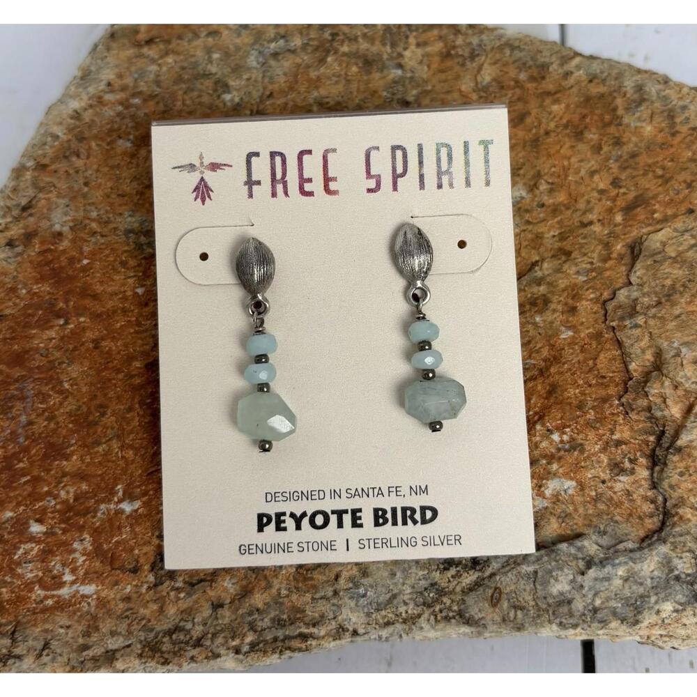 Peyote Bird Green Calcite‎ Beaded Sterling Earrings J027